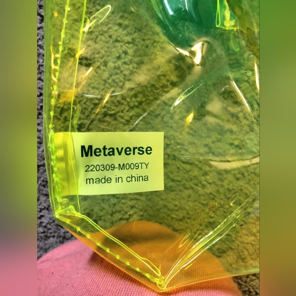 Neon Yellow Fluorescent clear bag or purse, Metaverse Brand - Picture 2 of 3